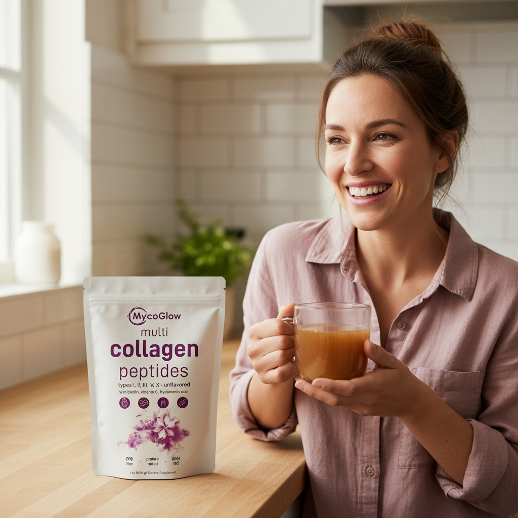 MycoGlow™ Beauty Multi Collagen Peptides Powder -  with Hyaluronic Acid, Biotin & Vitamin C Unflavored