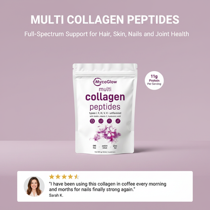 MycoGlow™ Beauty Multi Collagen Peptides Powder -  with Hyaluronic Acid, Biotin & Vitamin C Unflavored